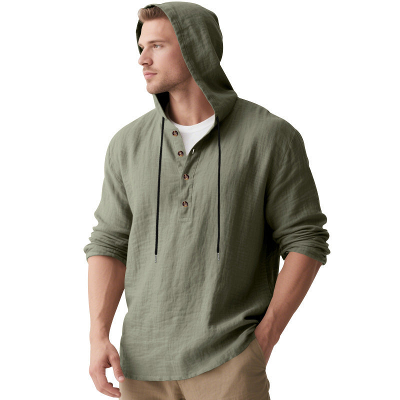 Men's hoodie shirt with button placket and casual fit Lisslune