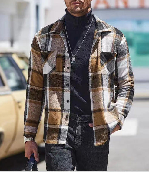 Men's casual checkered pattern shirt jacket Lisslune