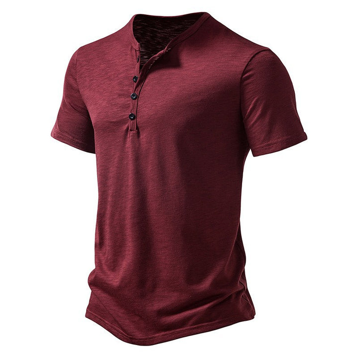 Men's short sleeve shirt with stylish Henley neckline and comfortable fit Lisslune