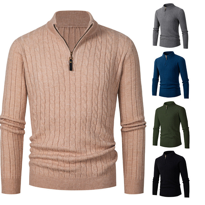 Men's knit sweater with modern zipper and cable pattern Lisslune