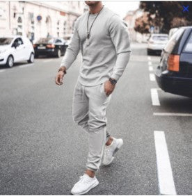Men's sporty leisure set with long-sleeved outerwear and comfortable joggers Lisslune