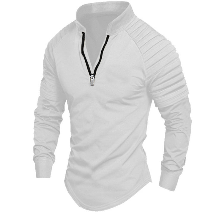 Men's sporty long-sleeve shirt with stand-up collar and zipper Lisslune