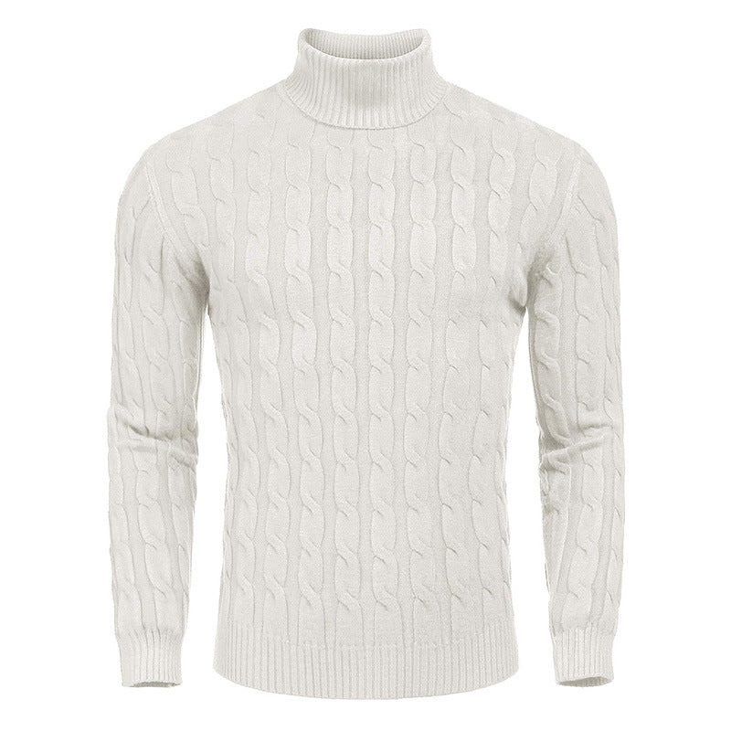 Men's fashionable turtleneck sweater with cable pattern Lisslune