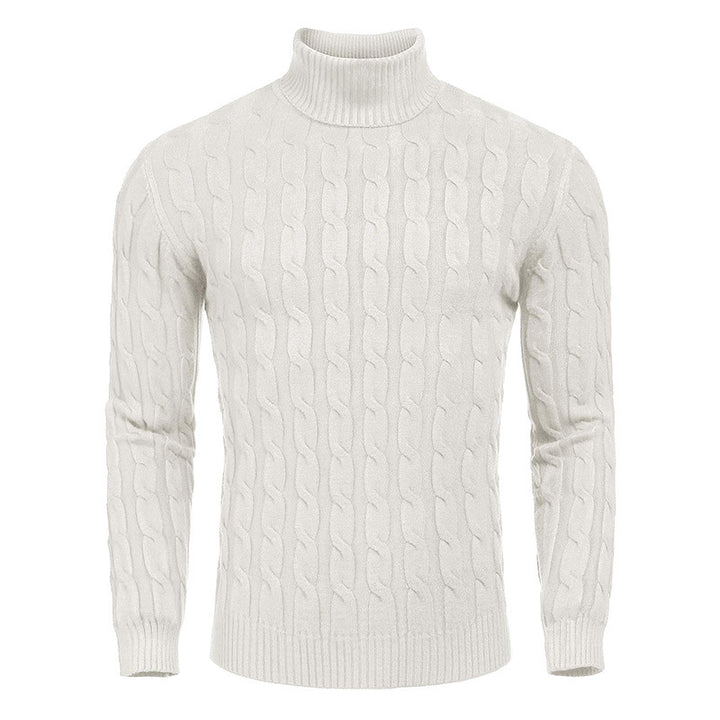 Men's fashionable turtleneck sweater with cable pattern Lisslune