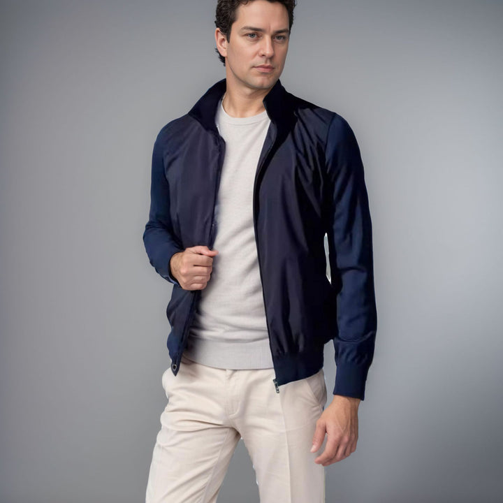 Men's sporty transitional jacket with modern stand-up collar and elastic cuffs Lisslune