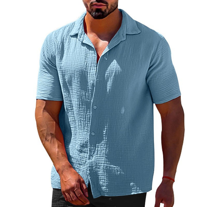 Men's short-sleeve shirt with textured fabric and modern fit Lisslune