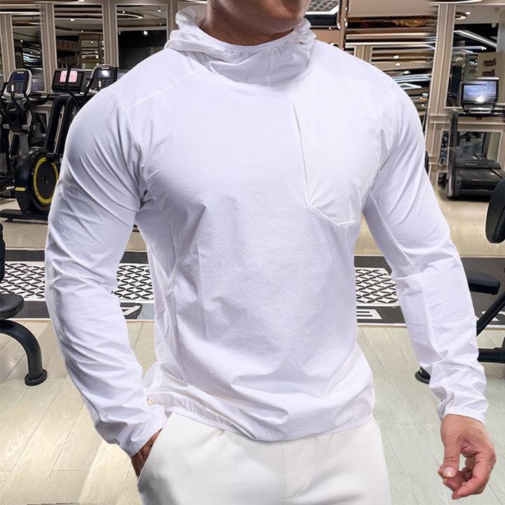 Men's breathable training top with hood and zip pocket Lisslune