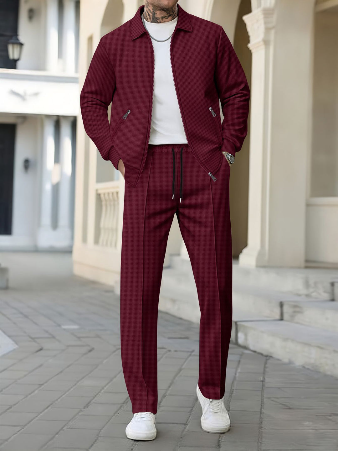 Men's leisure suit with modern pattern mix and high wearing comfort Lisslune