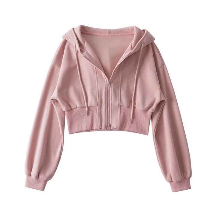 Women's cropped hoodie jacket with zipper and elastic cuffs Lisslune