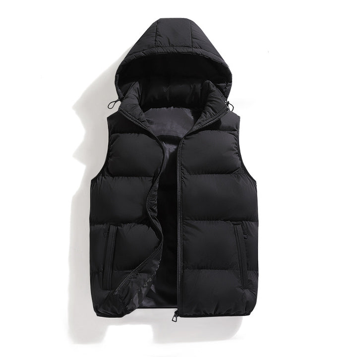 Men's quilted down vest with detachable hood and practical pockets Lisslune