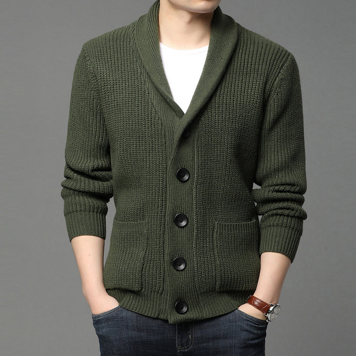 Men's cardigan with shawl collar and practical pockets Lisslune