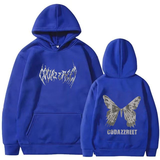 Women's hoodie with eye-catching butterfly design and artistic lettering Lisslune