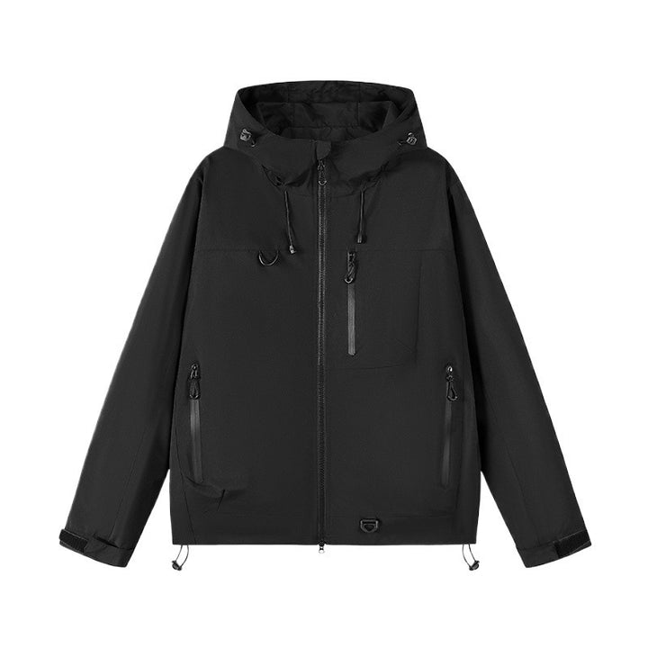Men's technical outdoor jacket with adjustable hood design and multiple zip pockets Lisslune