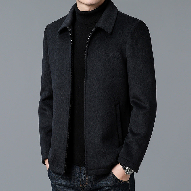 Men's Elegant Wool Jacket with Modern Stand-Up Collar Lisslune