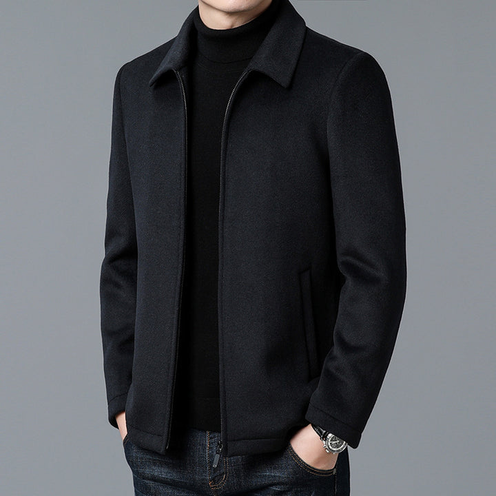Men's Elegant Wool Jacket with Modern Stand-Up Collar Lisslune