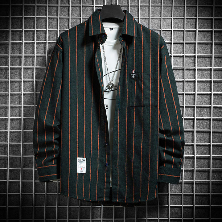 Men's striped long-sleeve shirt with modern cut Lisslune