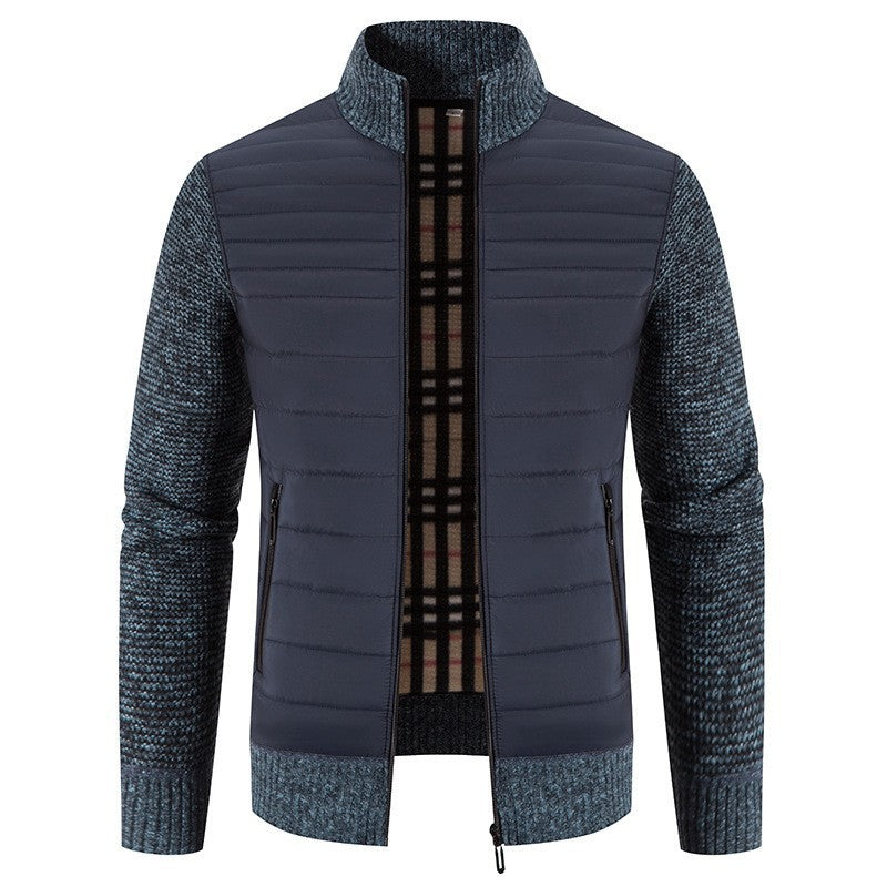 Men's quilted jacket with modern knit sleeves and high collar Lisslune