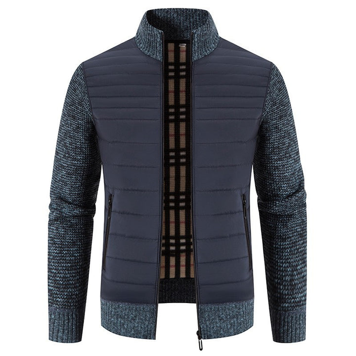 Men's quilted jacket with modern knit sleeves and high collar Lisslune