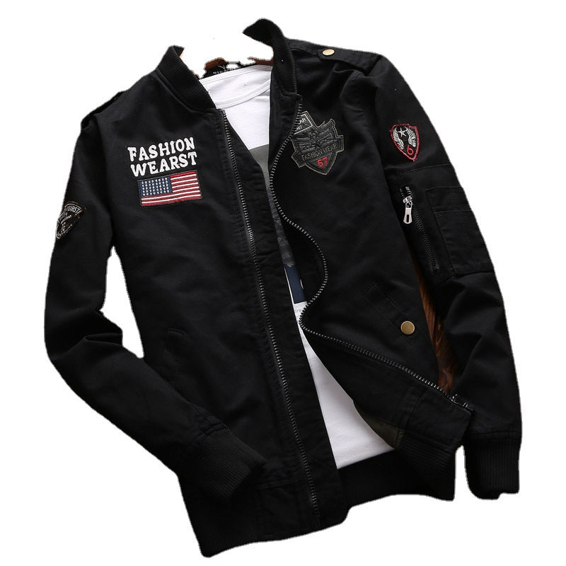 Men's Lifestyle Bomber Jacket with Unique Appliqués Lisslune