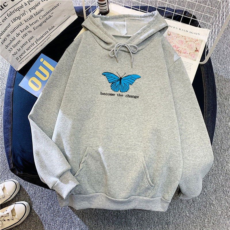 Women's hoodie with short cut and unique butterfly motif Lisslune
