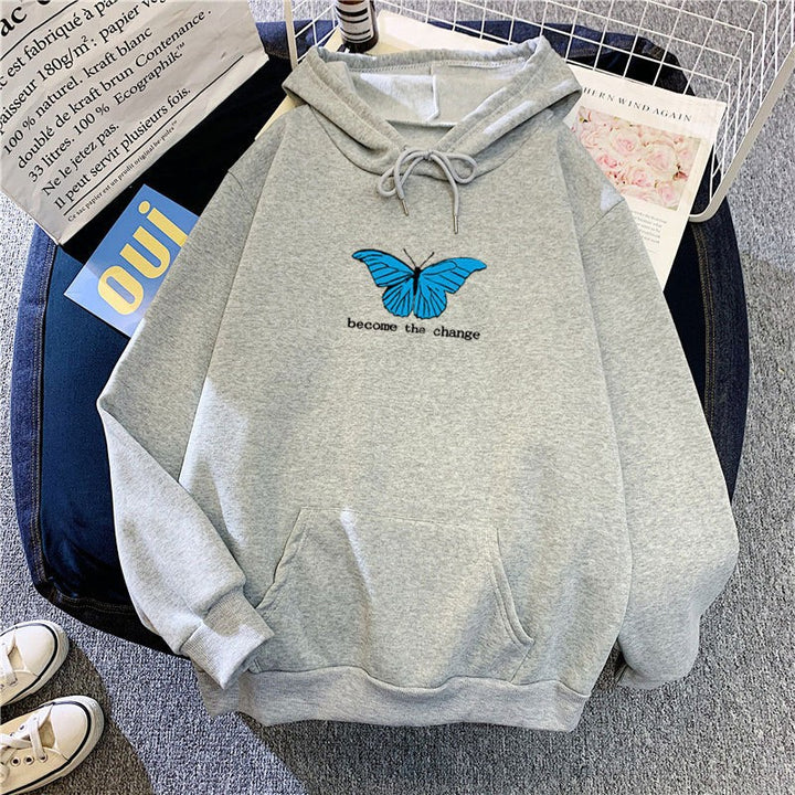 Women's hoodie with short cut and unique butterfly motif Lisslune