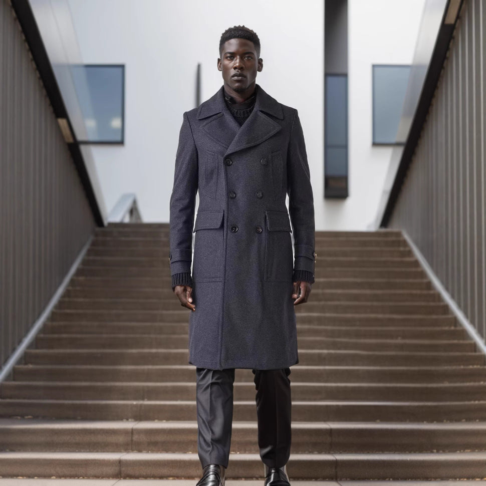 Men's elegant double-breasted overcoat made of high-quality material Lisslune