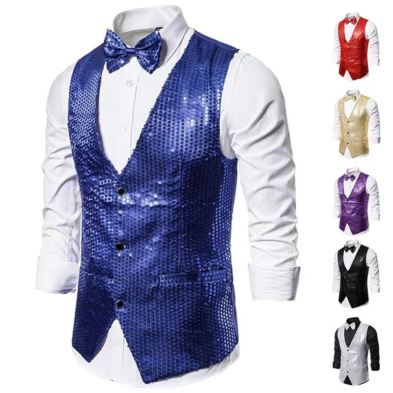 Men's elegant suit with sparkling sequins and ideal slim fit Lisslune