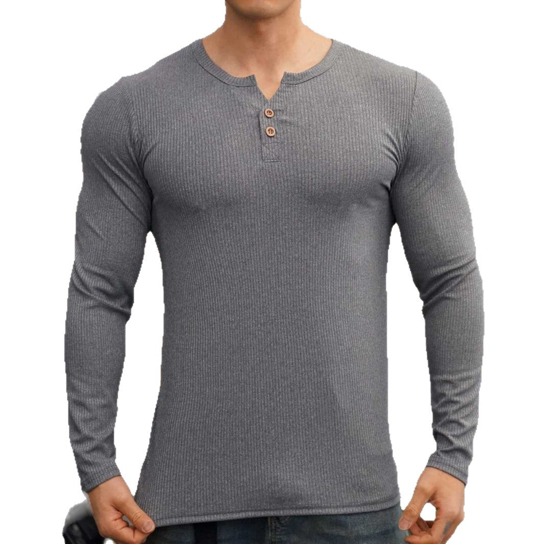 Men's long sleeve shirt with textured design and button placket Lisslune