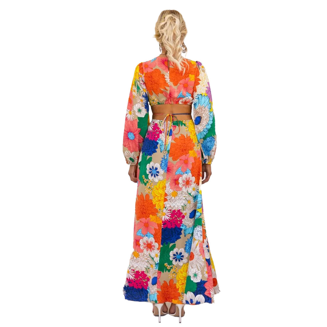 Women's floral maxi dress with voluminous sleeves and all-over floral print Lune London
