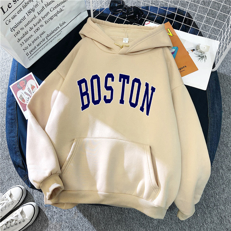 Women's hoodie with classic Boston print Lisslune