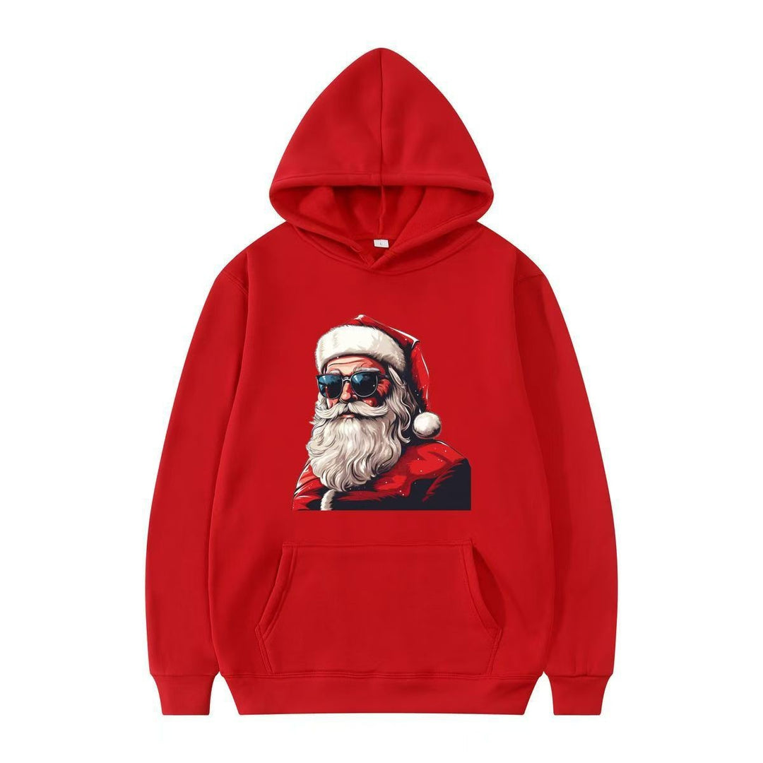 Ladies hoodie with festive Santa motif and artistic print Lisslune