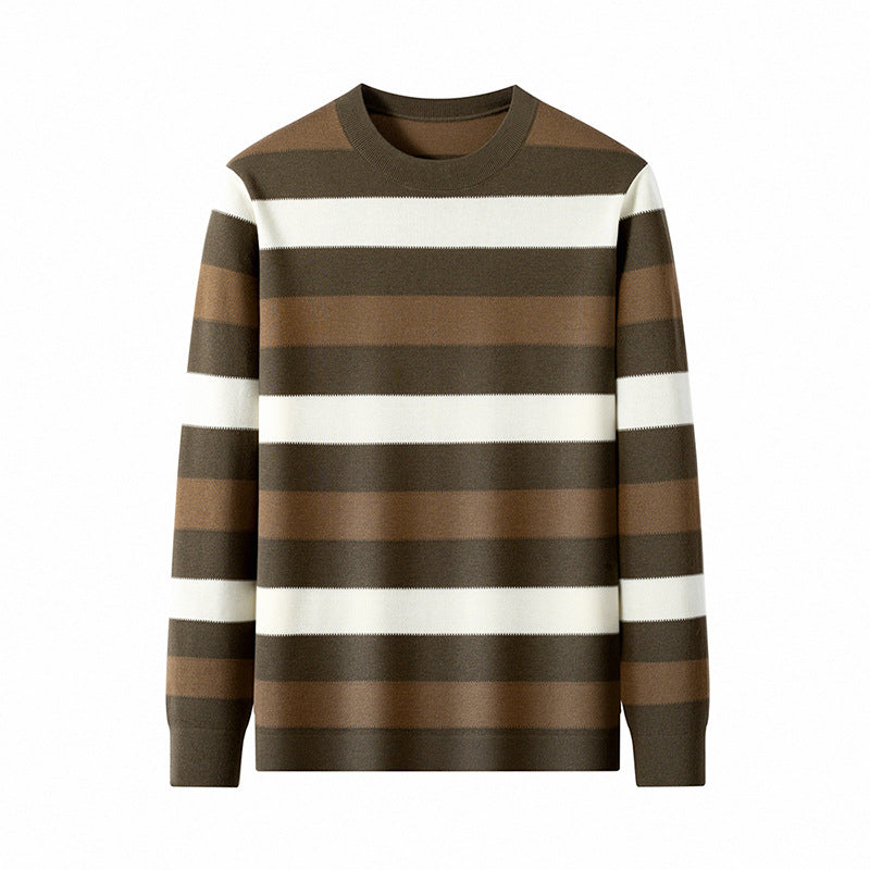 Men's Stylish Round Neck Sweater with Elegant Stripe Pattern Lisslune