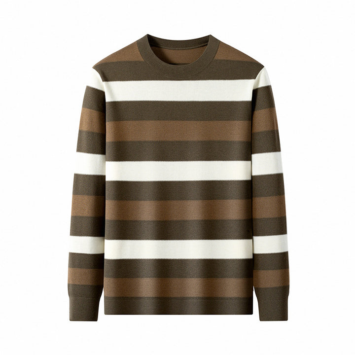 Men's Stylish Round Neck Sweater with Elegant Stripe Pattern Lisslune