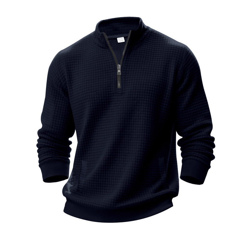 Men's quilted pullover with short zipper and textured design Lisslune