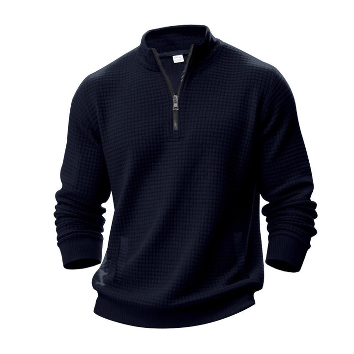 Men's quilted pullover with short zipper and textured design Lisslune