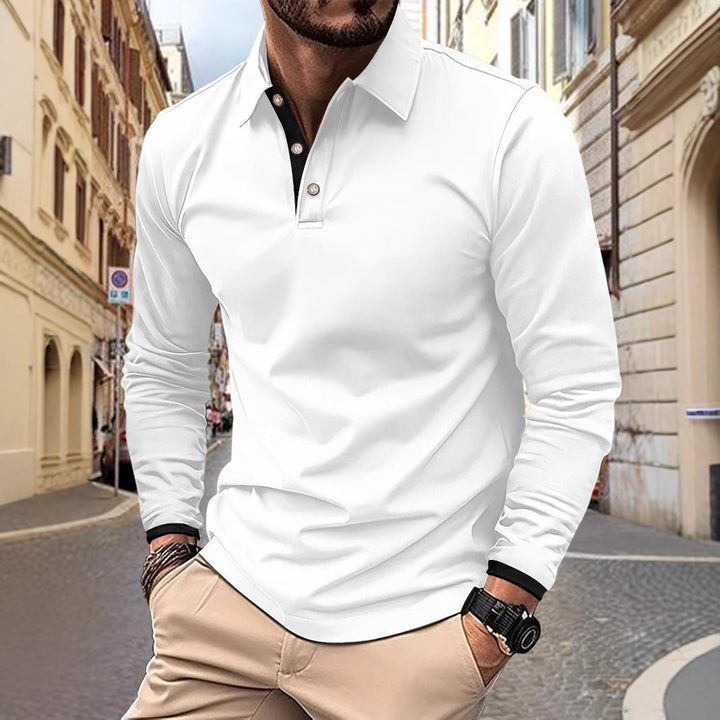 Men's Long Sleeve Polo Shirt with Stylish Collar and Elegant Button Details Lisslune