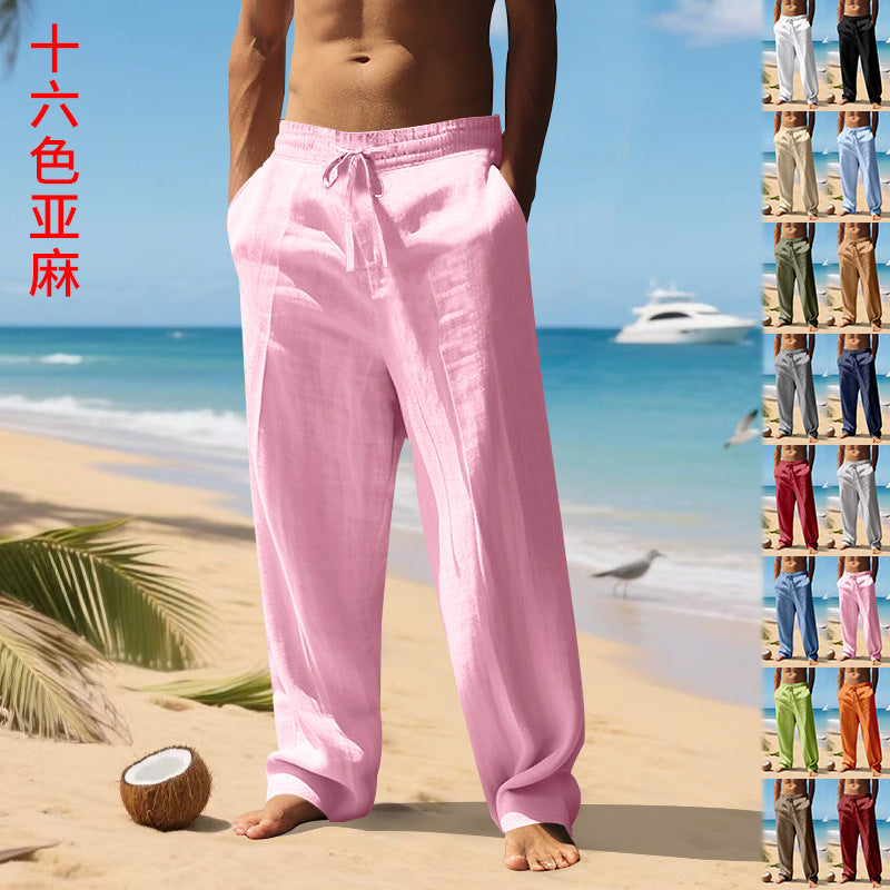 Men's airy beach pants with elastic waistband and side pockets Lisslune