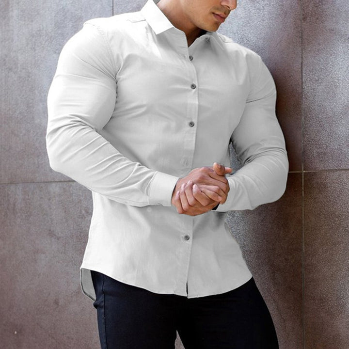 Men's form-fitting long-sleeve shirt with modern cut and elegant buttons Lisslune