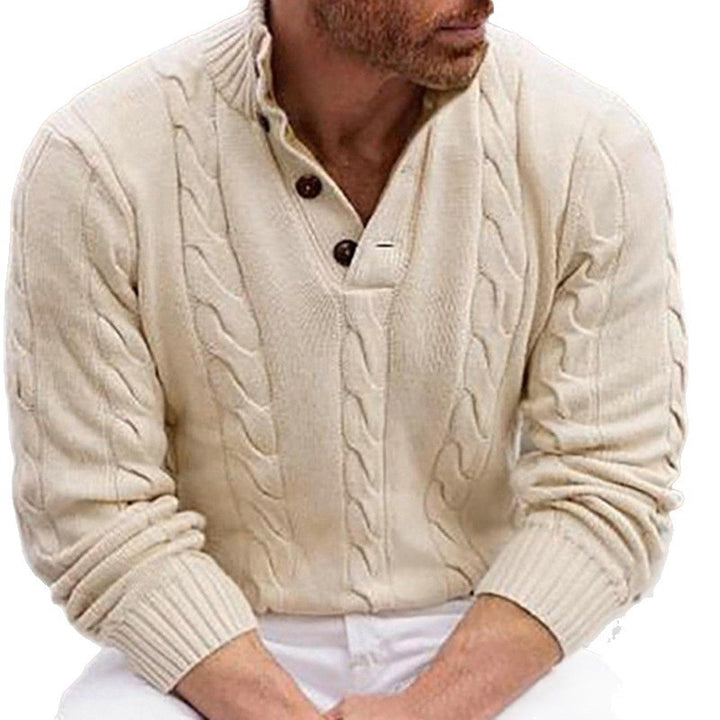 Men's knitted sweater with modern cable pattern and practical high neckline Lisslune