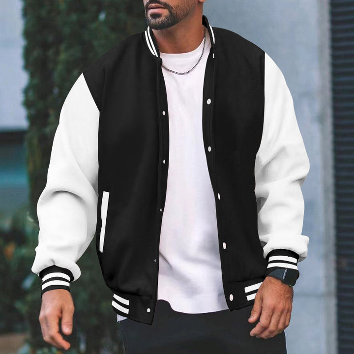 Men's college jacket with contrasting sleeves and classic cuffs Lisslune