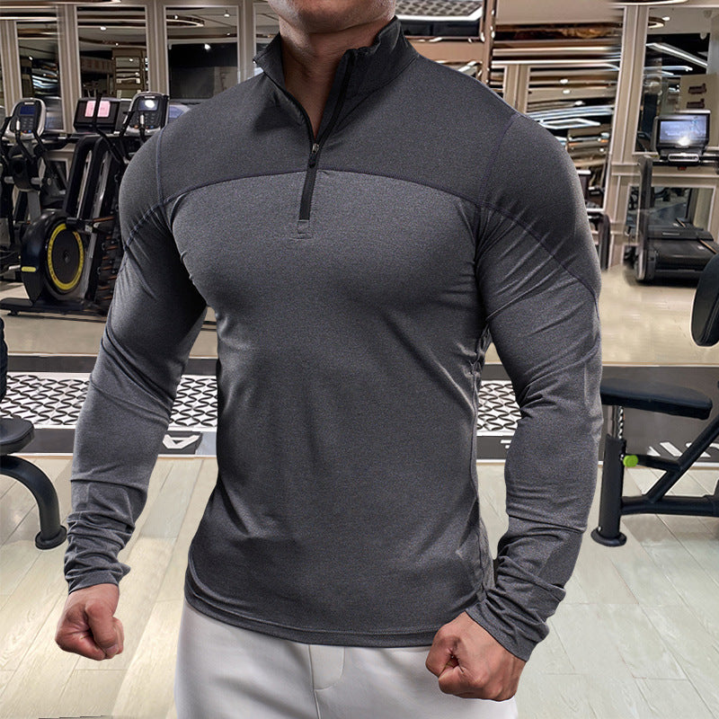 Men's functional long-sleeve shirt with high collar and zipper Lisslune