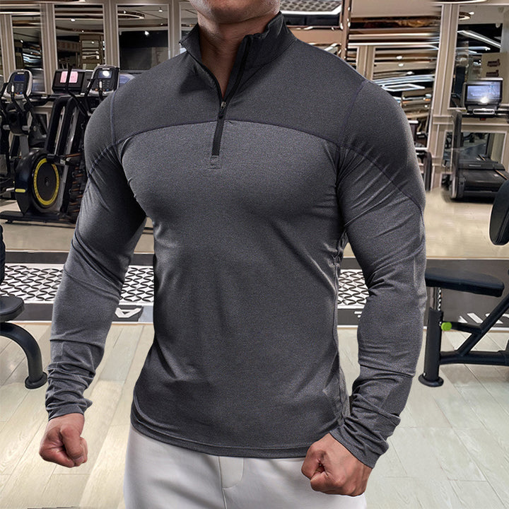 Men's functional long-sleeve shirt with high collar and zipper Lisslune