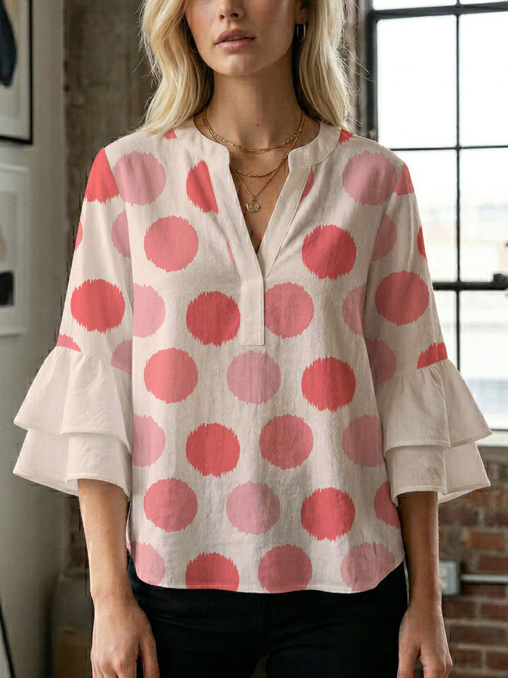 Women's blouse shirt with voluminous sleeves and creative print design Lisslune