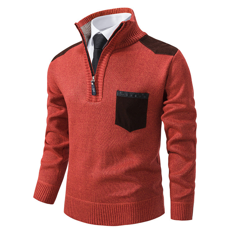 Men's elegant knitted sweater with collar and pockets Lisslune