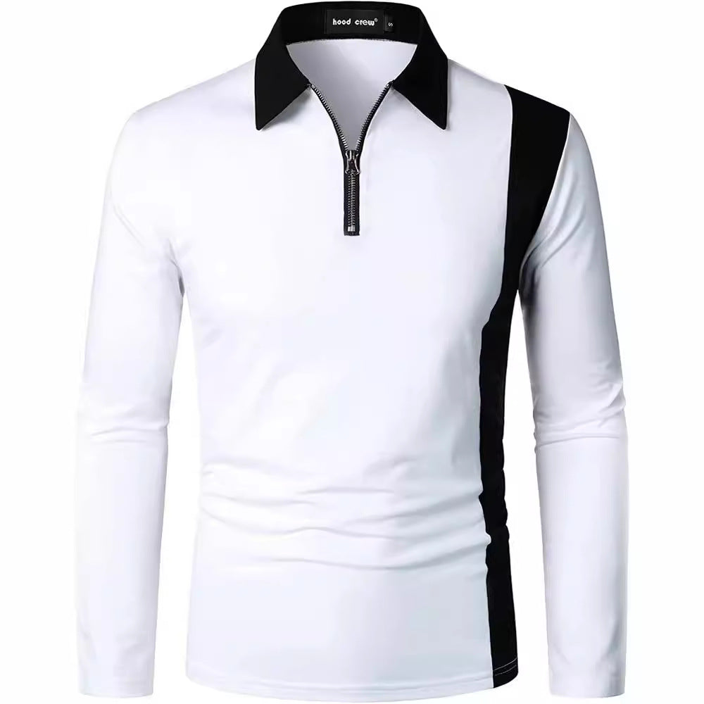Men's sporty long-sleeve shirt with modern zipper and stylish color contrast Lisslune