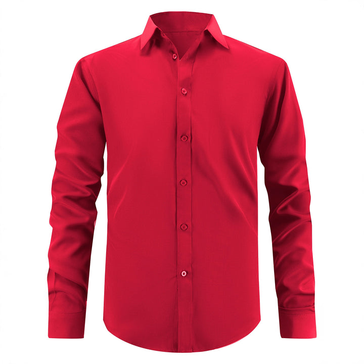 Men's stylish long-sleeve shirt with smooth texture and classic collar Lisslune
