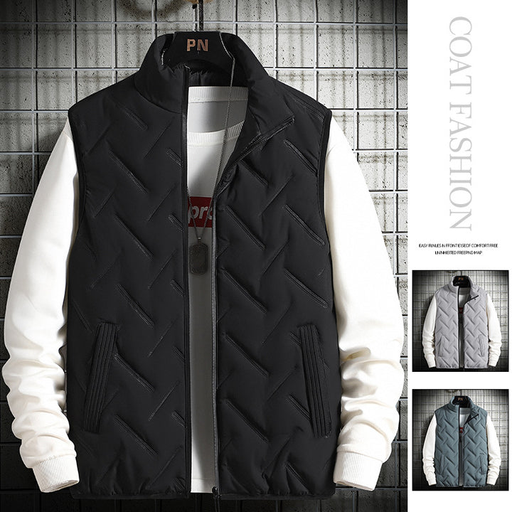 Men's insulated quilted vest with high collar and practical side pockets Lisslune