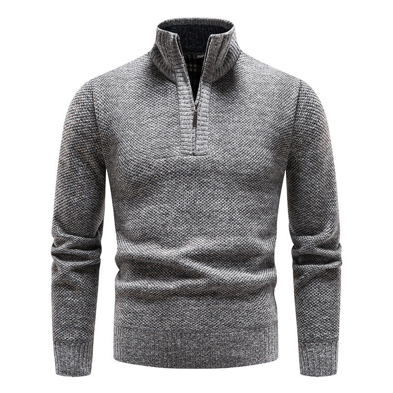 Men's sporty knit sweater with half zipper and textured design Lisslune