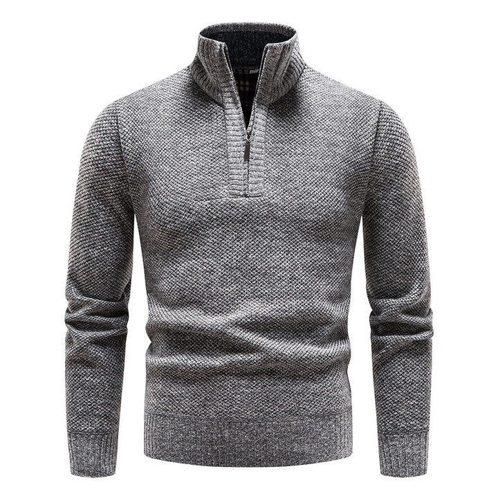 Men's sporty knit sweater with half zipper and textured design Lisslune