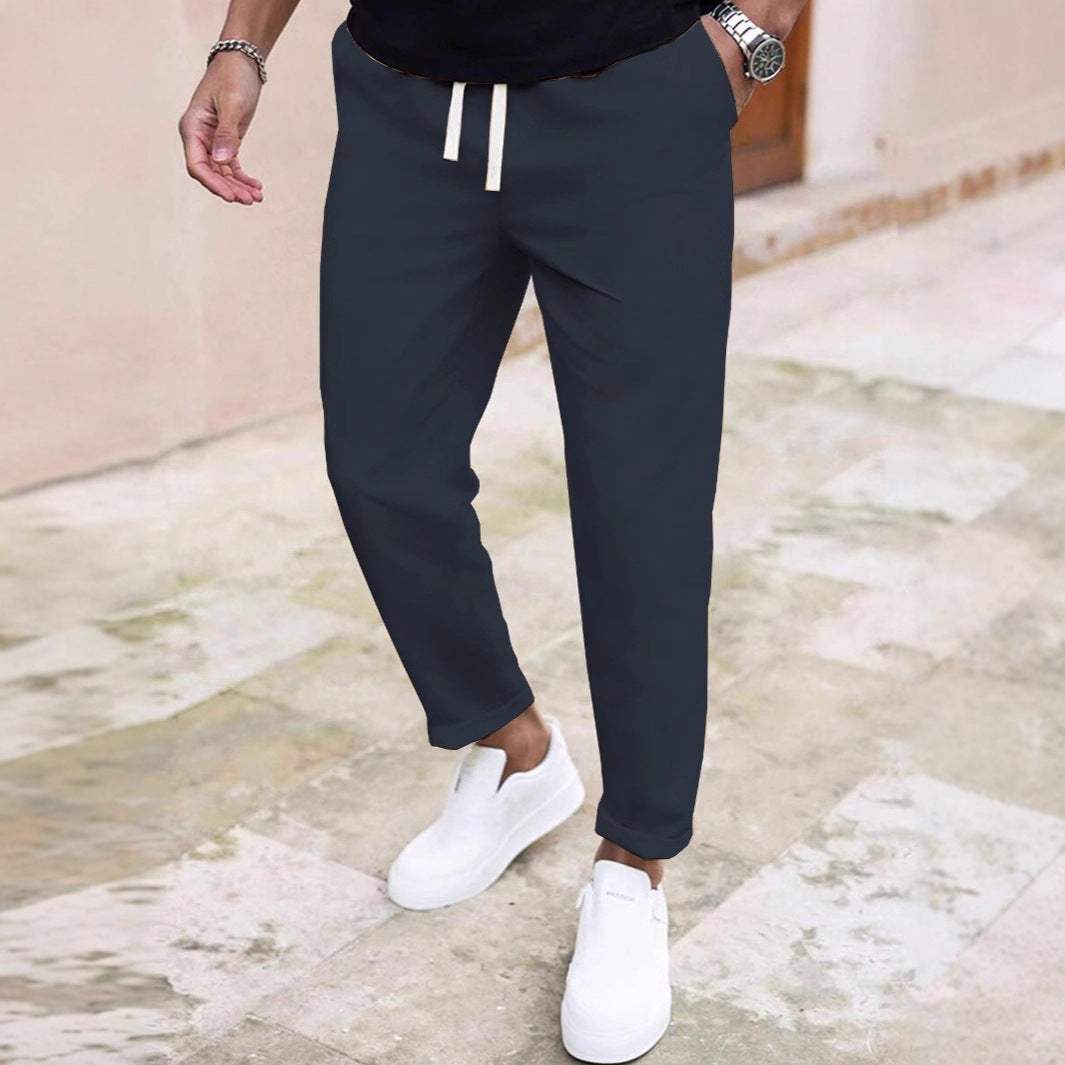 Men's Leisure Pants with Elastic Waistband and Practical Pockets Lisslune